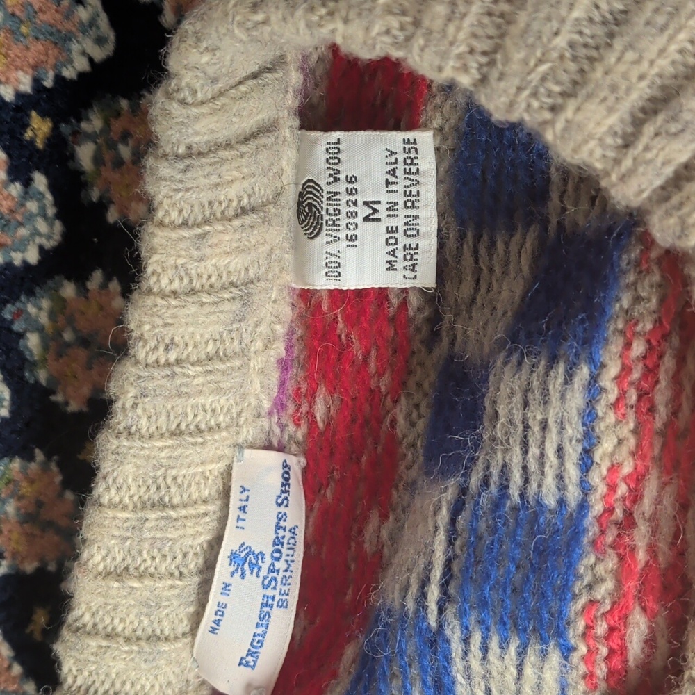 Colorful Patterned Wool Sweater - image 5